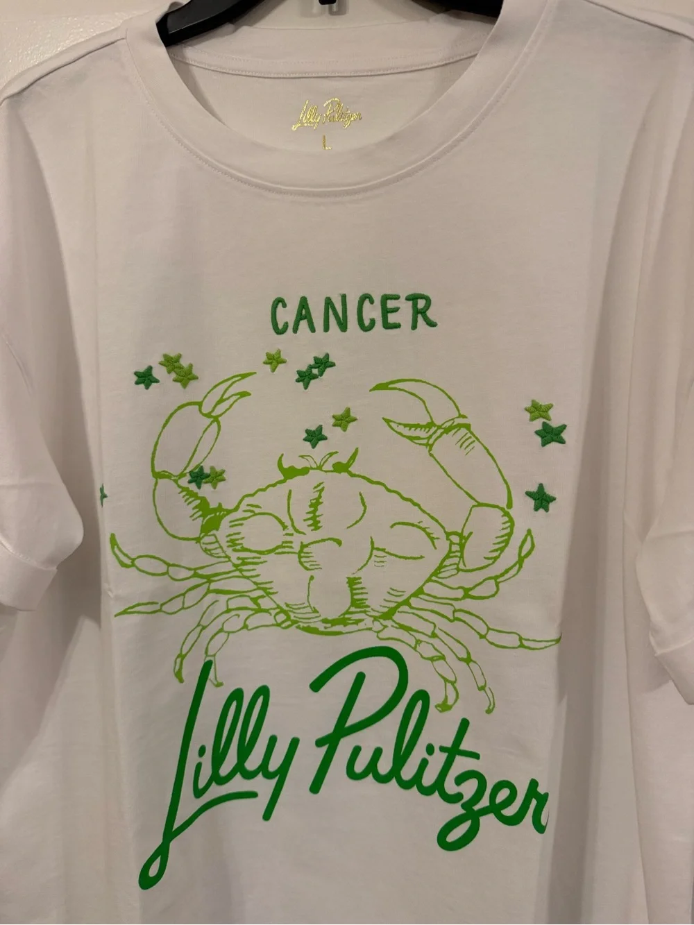 Lilly Pulitzer White Tee with Green Zodiac Graphic - Picture 5 of 8